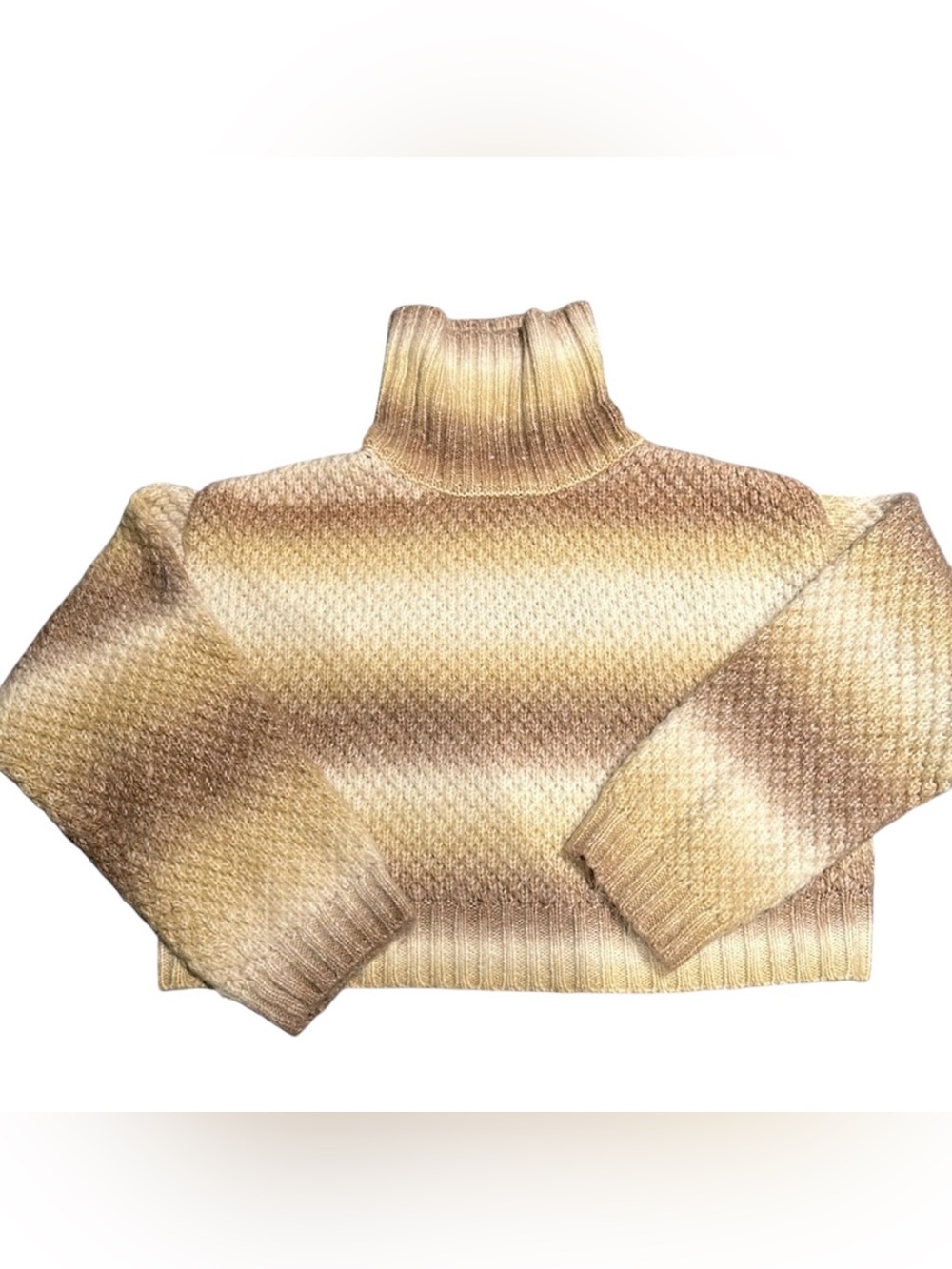Zara Girls Neutral Ombré Striped Turtleneck Sweater Size 13–14 NWT